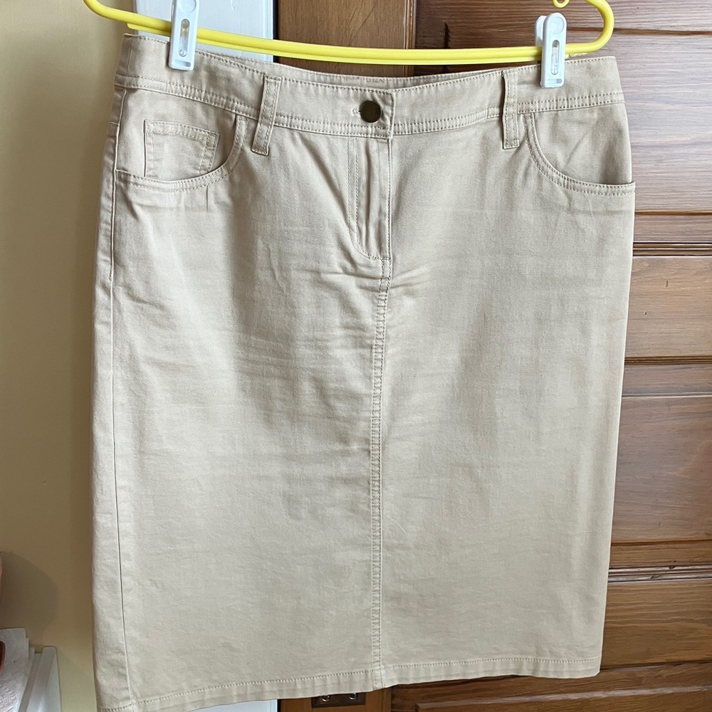 New York & Company Beige Cotton-Blend Pencil Skirt Size 8